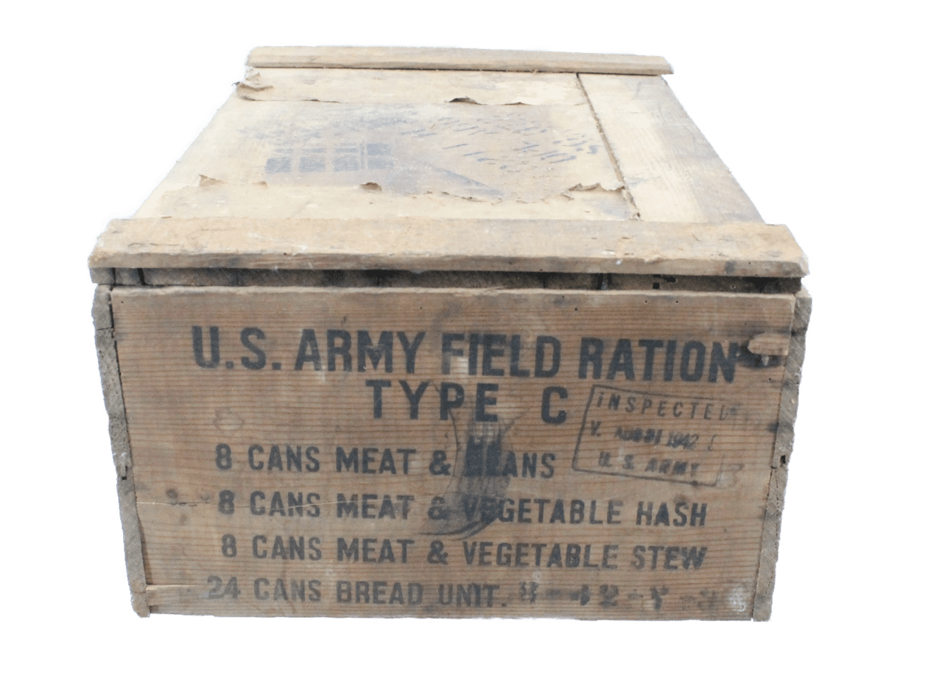 US ARMY FIELD RATION C wooden crate - 1942 - Military Classic Memorabilia