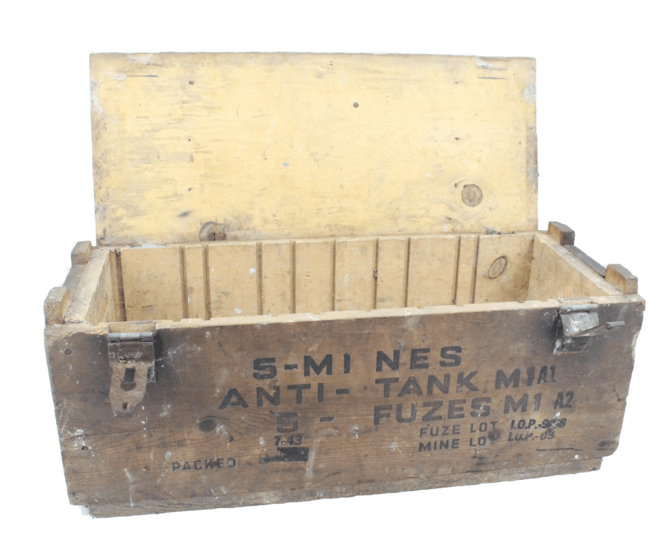 Wooden crate of US M1-A1 anti-tank mines - 1943 - Military Classic ...