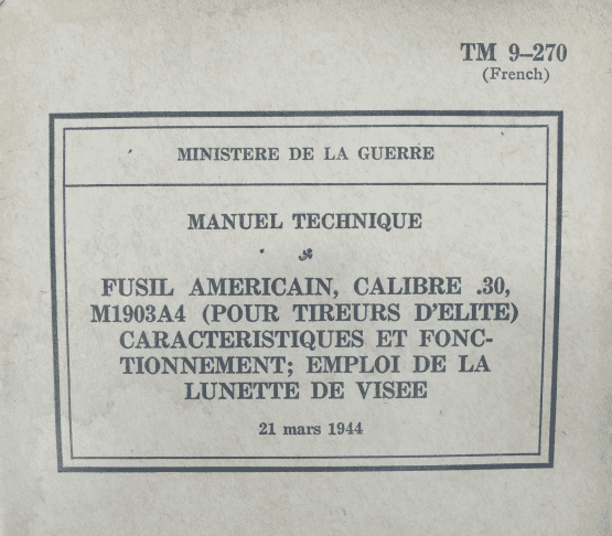 TM 9-270 pour fusil US M-1903 "Springfield" tireur d'élite – Image 2