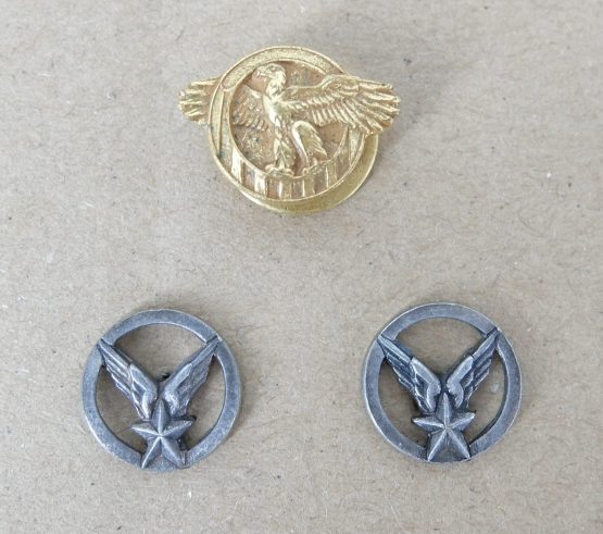 Three pins “Ruptured duck honorable discharge” & and Air Force