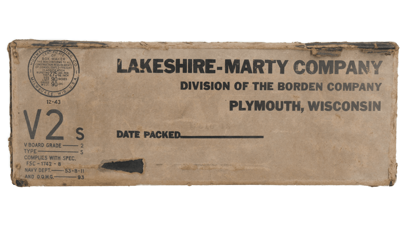 Boat Ration U.S. Army ration box “LAKESHIRE-MARTY” - Military Classic Memorabilia